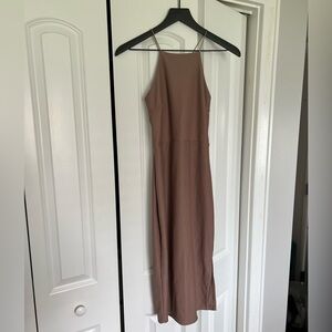 Boohoo ribbed pink midi dress